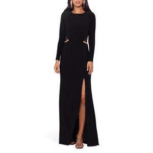 Xscape Illusion Cutout Long Sleeve Evening Gown NWT SZ 14 $248